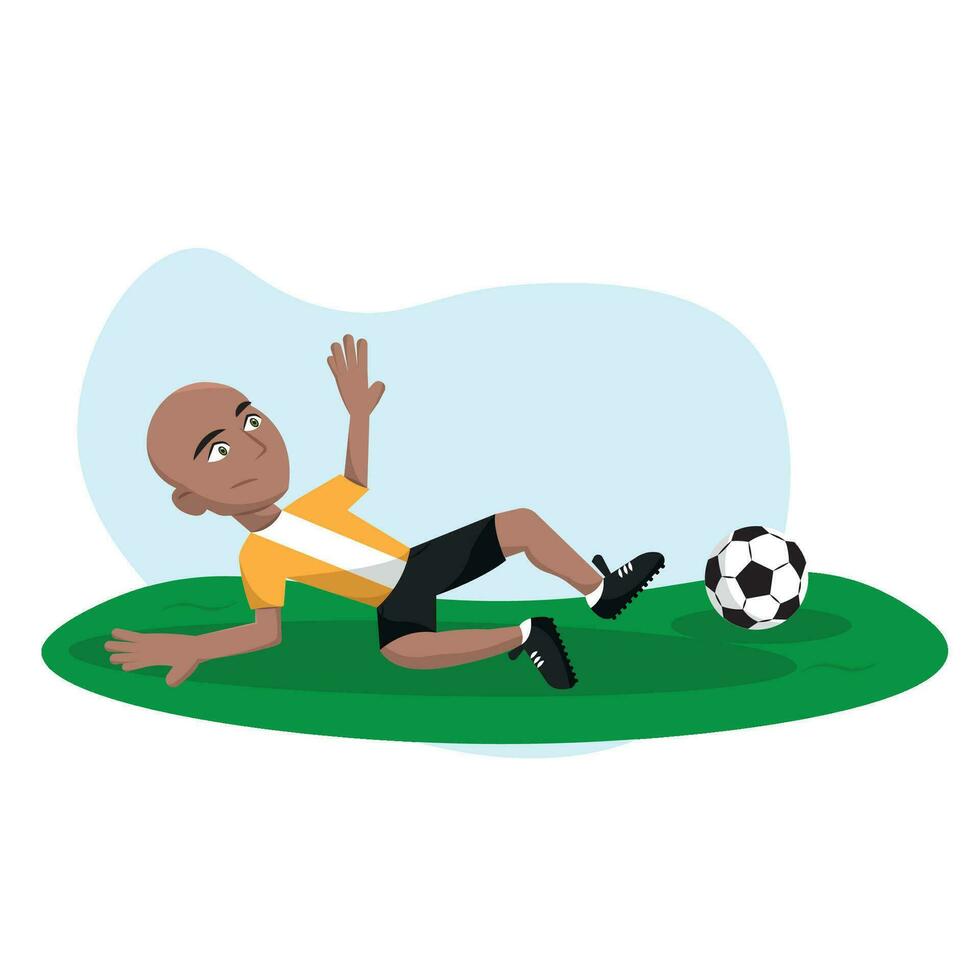 isolado feliz futebol jogador desenho animado com uma bola vetor ilustração