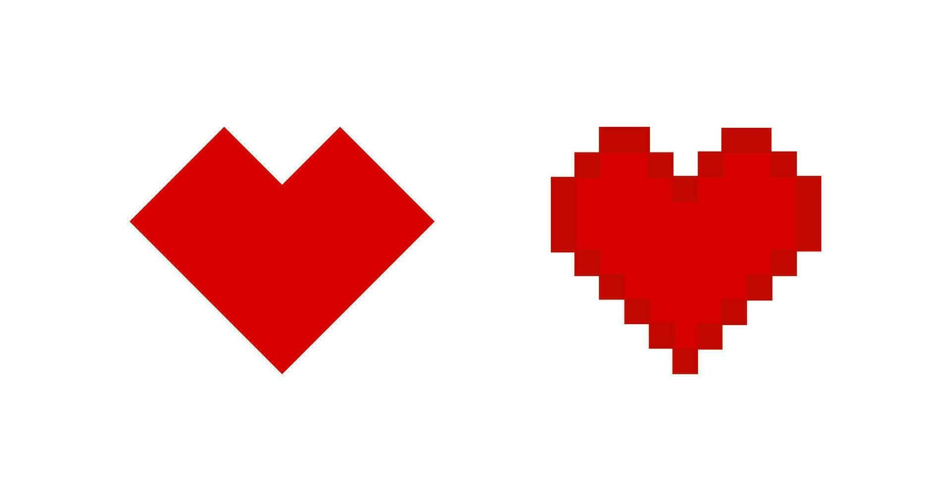 pixel arte coração ícone. amor 8 mordeu símbolo. placa jogos vetor. vetor