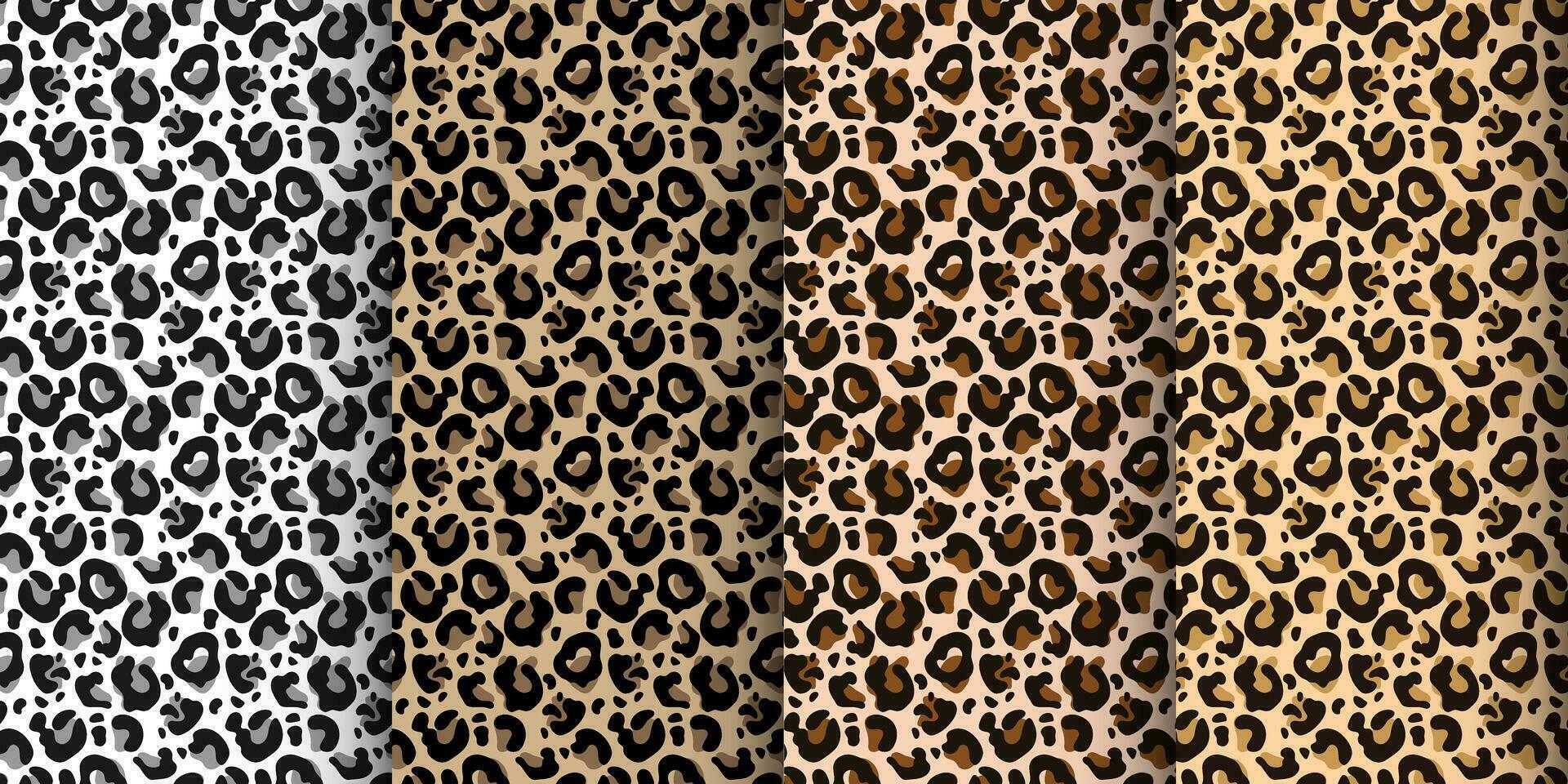leopardo, tigre desatado padrão, abstrato selvagem animal pele fundo. conjunto do leopardo texturas, Projeto para fundos, impressões, têxteis. vetor
