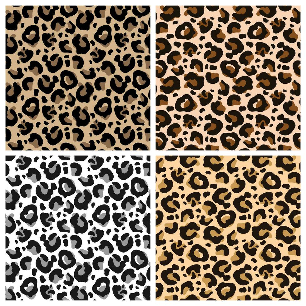 leopardo, tigre desatado padrão, abstrato selvagem animal pele fundo. conjunto do leopardo texturas, Projeto para fundos, impressões, têxteis. vetor