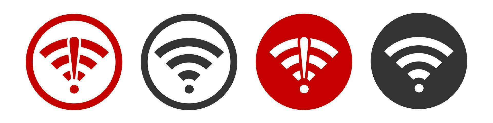 não Wi-fi ícone. mau e Boa conexão sinal Internet símbolo. placa erro, conectando rede vetor. vetor