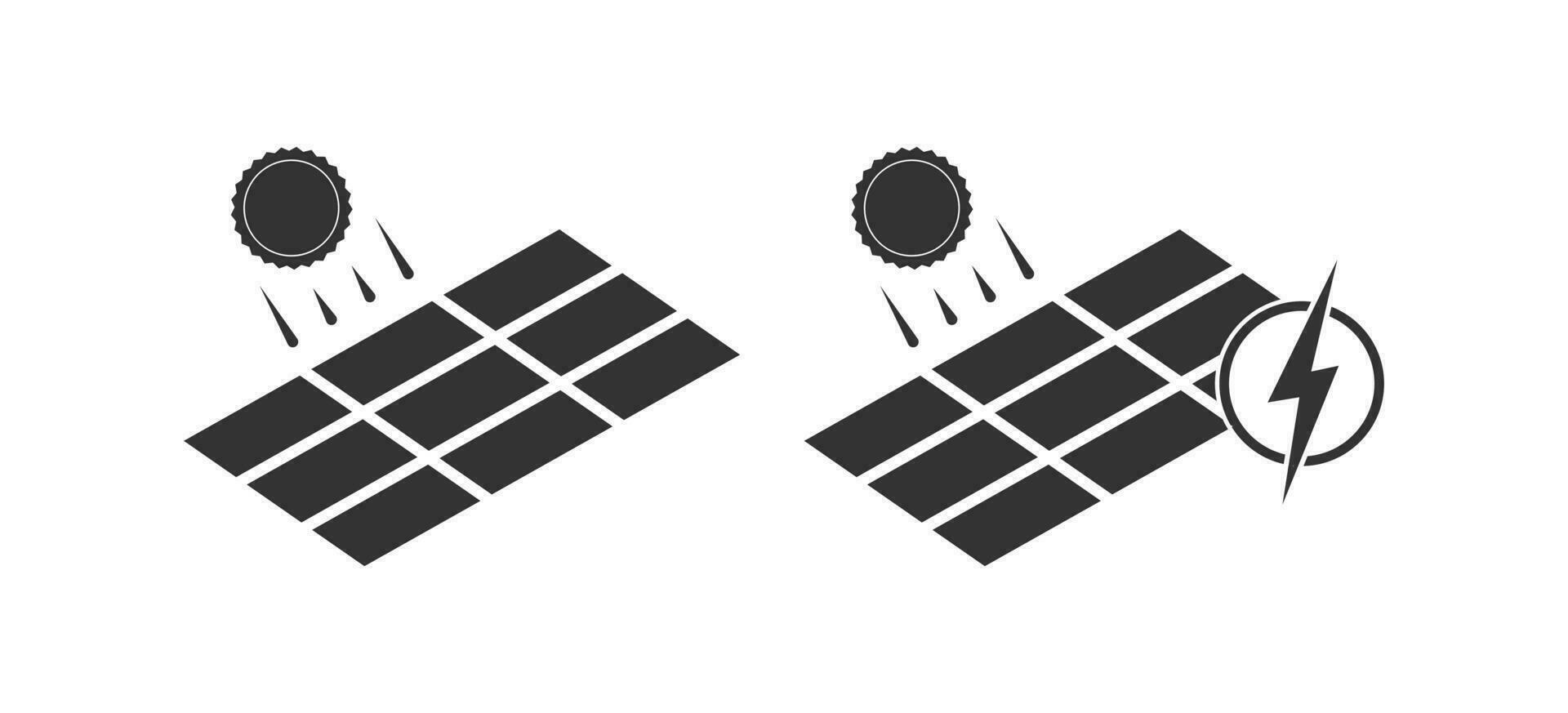 solar painéis ícone. eletricidade Sol energia símbolo. placa relâmpago parafuso vetor. vetor