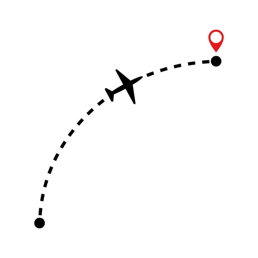 caminho avião ícone. trajetória voar símbolo. placa localização aeronave vetor. vetor