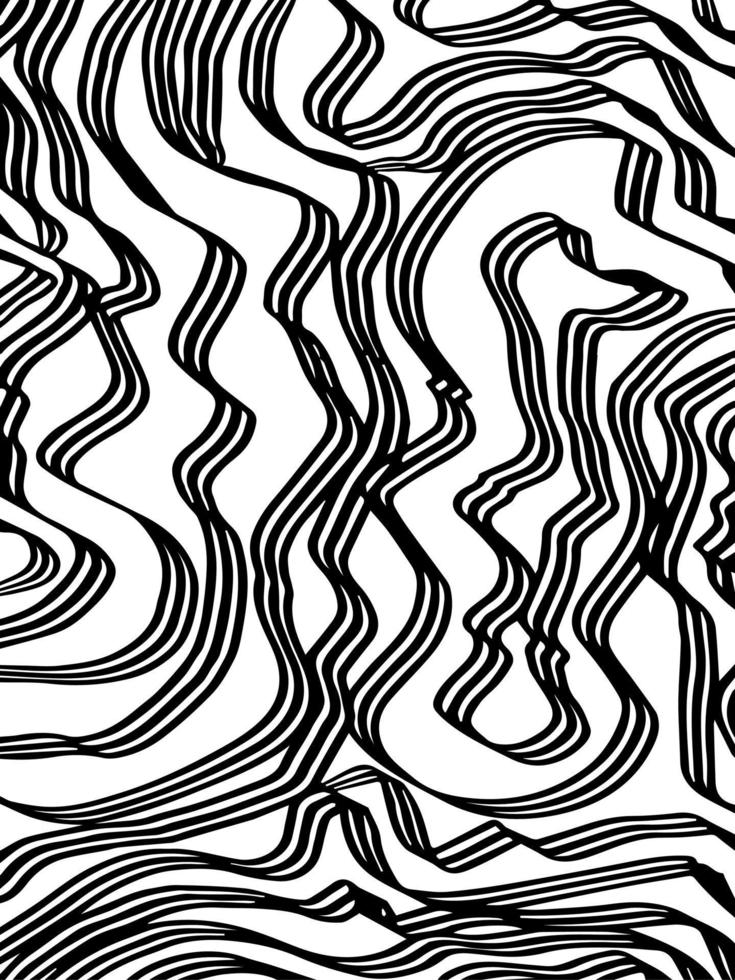 padrão abstrato listras fitas girando e ondas de fundo preto e branco vetor