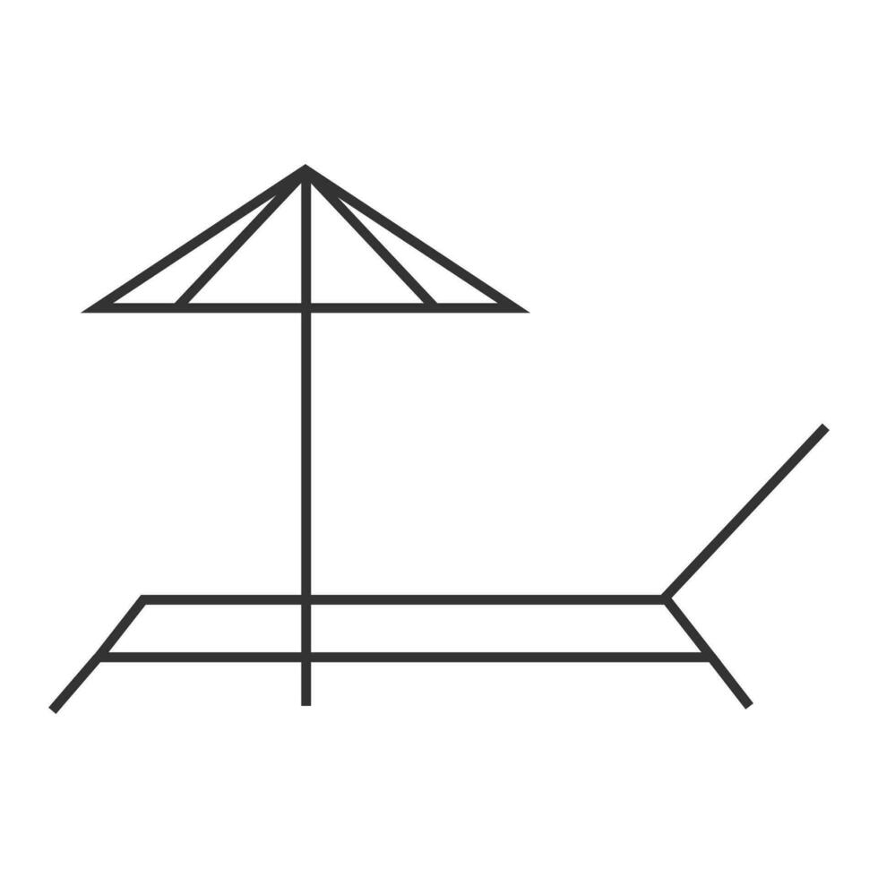 guarda-chuva e Sol espreguiçadeira linha ícone. sombrinha e de praia cama placa vetor. vetor