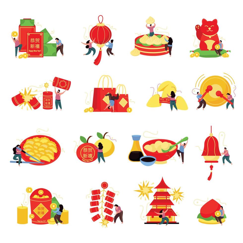 ícones do ano novo chinês vetor