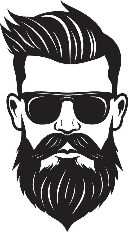 hipster refúgio Preto vetor representação do urbano elegância lumbersexual arrogância monocromático vetor do barbudo chique