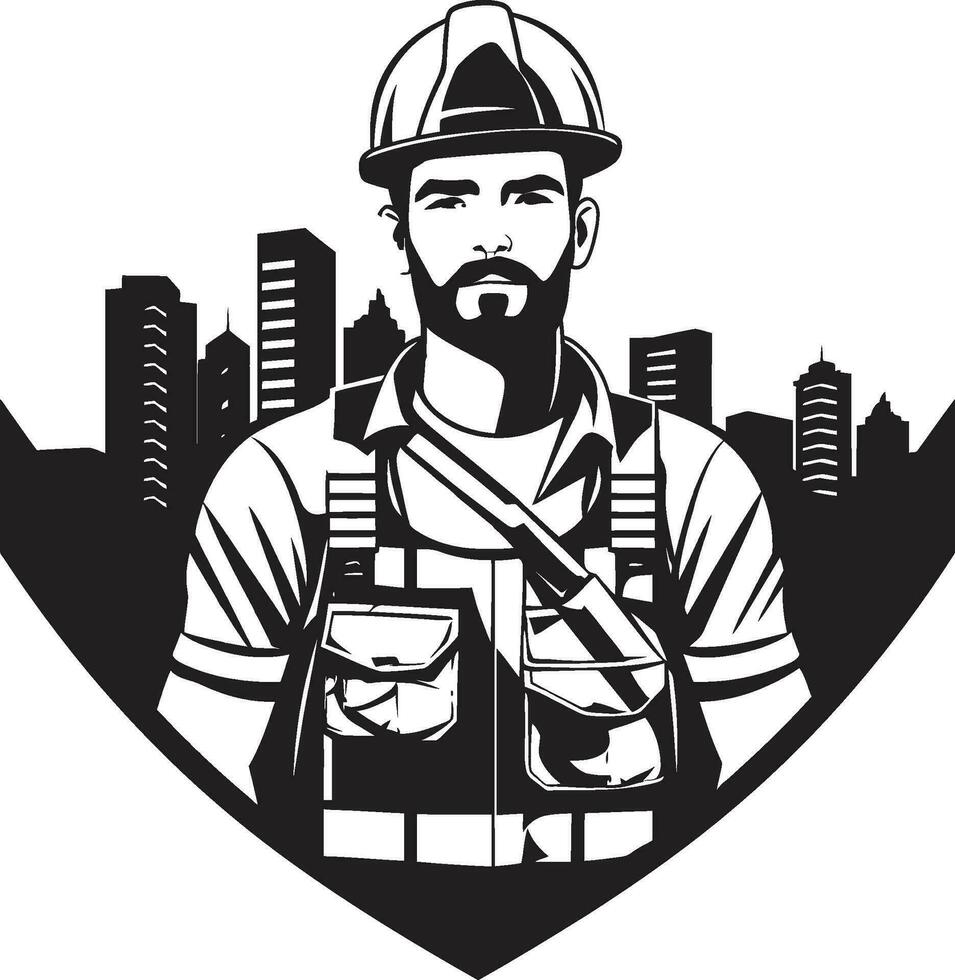 construtivo emblema trabalhador vetor Projeto construtores marca construção ícone vetor