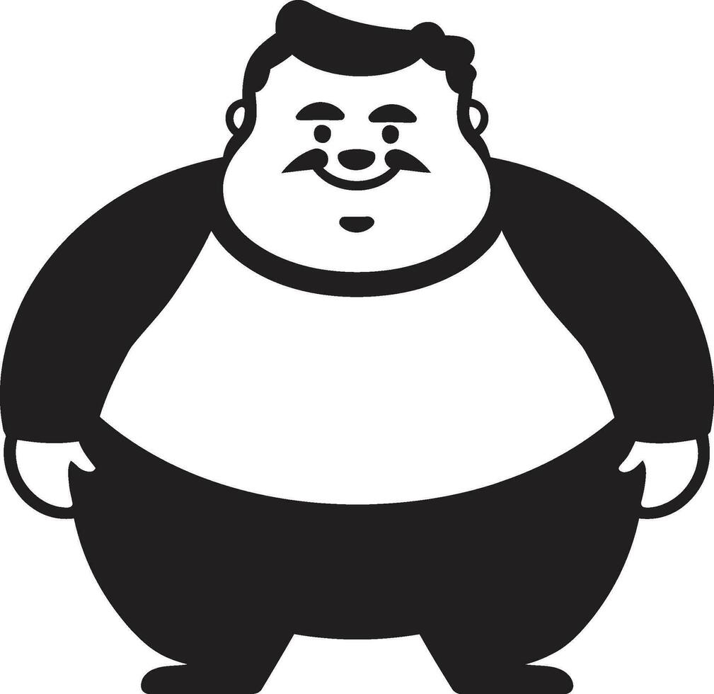pesado elegância Preto logotipo do uma cerveja preta figura roliço persona à moda vetor logotipo para obesidade consciência