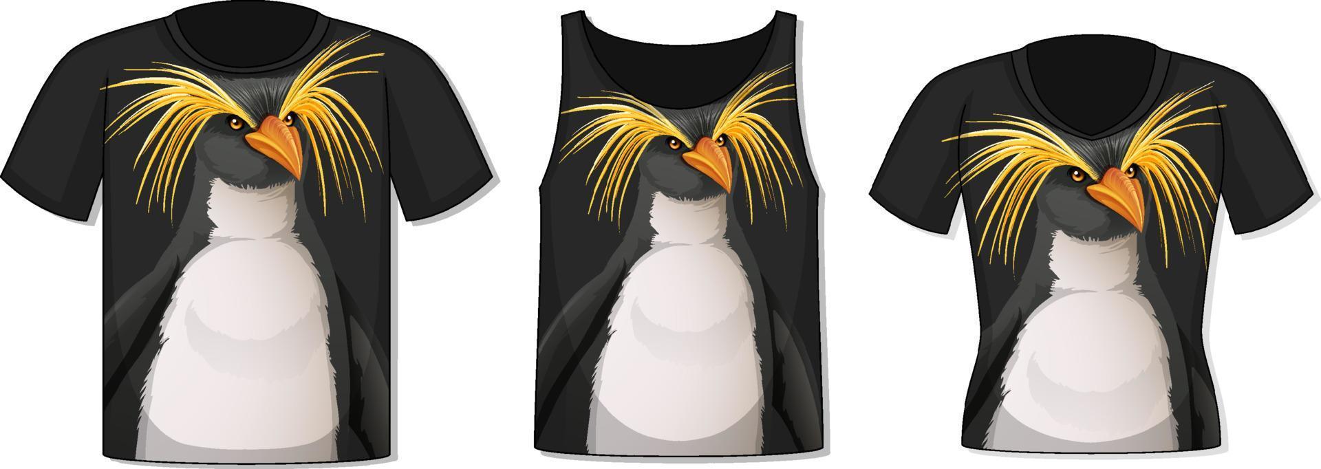 frente da camiseta com modelo de pinguim vetor