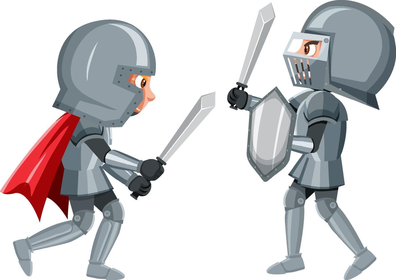dois cavaleiros estão lutando no fundo branco vetor