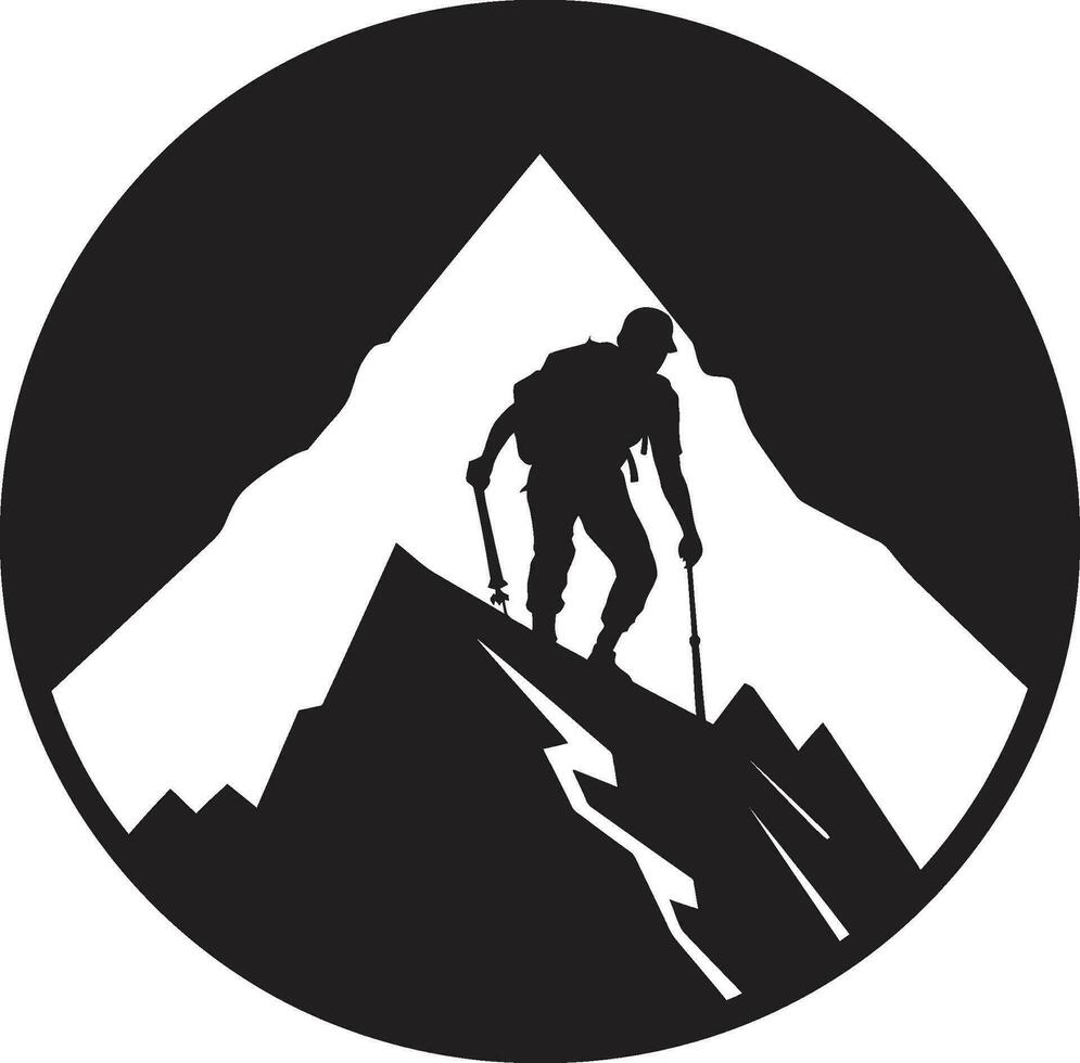 vertical alpinista vetor Projeto cume conquista Preto ícone