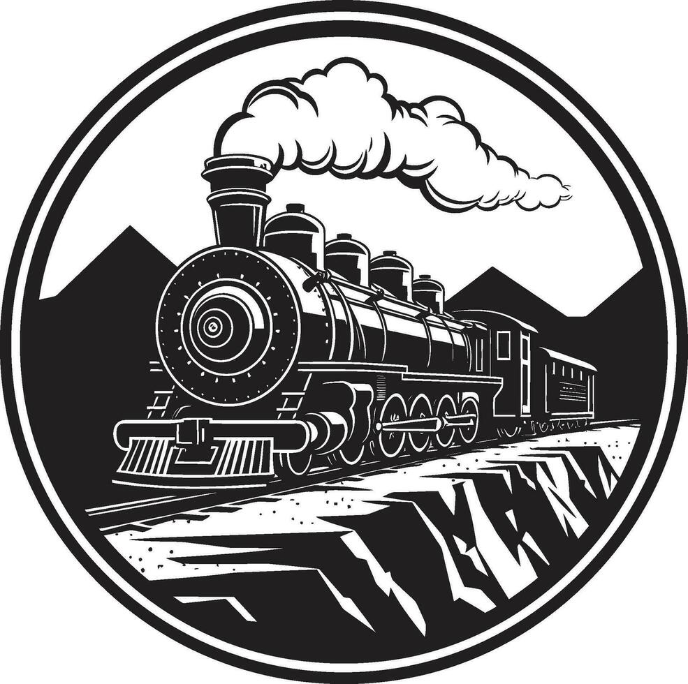 clássico estrada de ferro viagem vetor Projeto retro trem rede Preto ícone