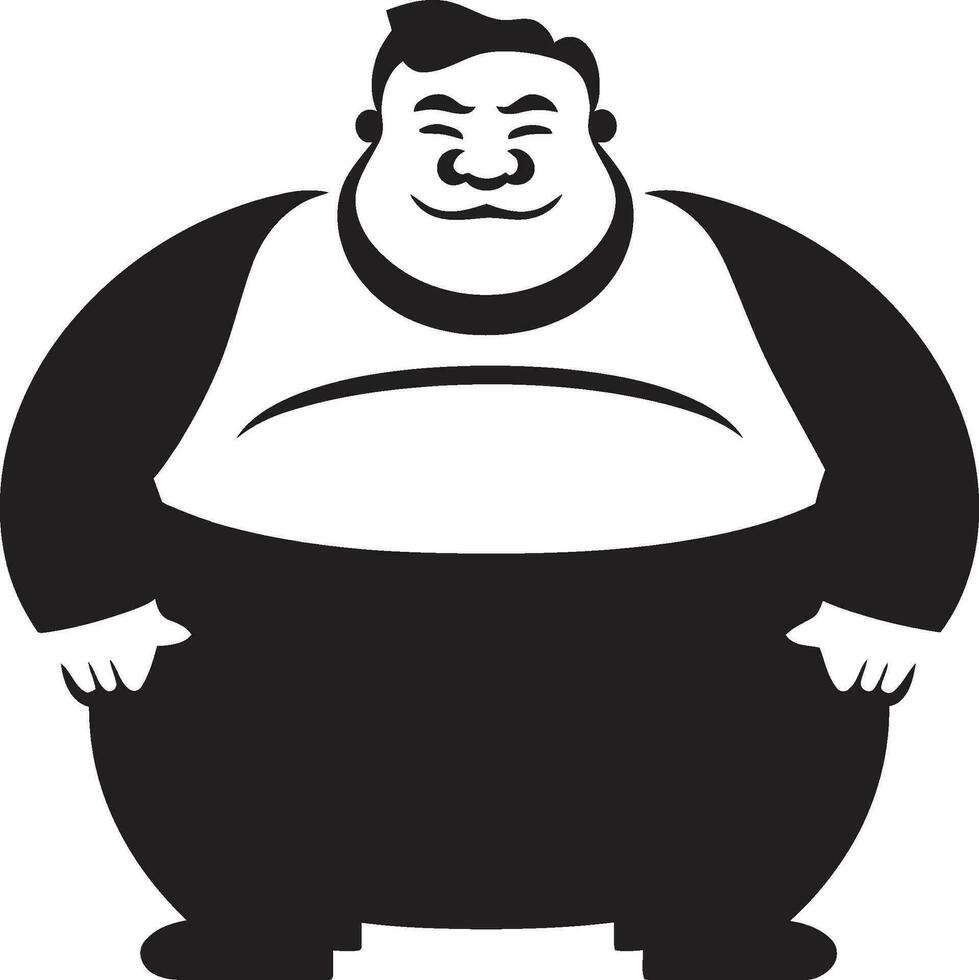 roliço orgulho Sombrio ícone ilustrando obesidade consciência cintura guru Preto logotipo do uma corpulento figura vetor