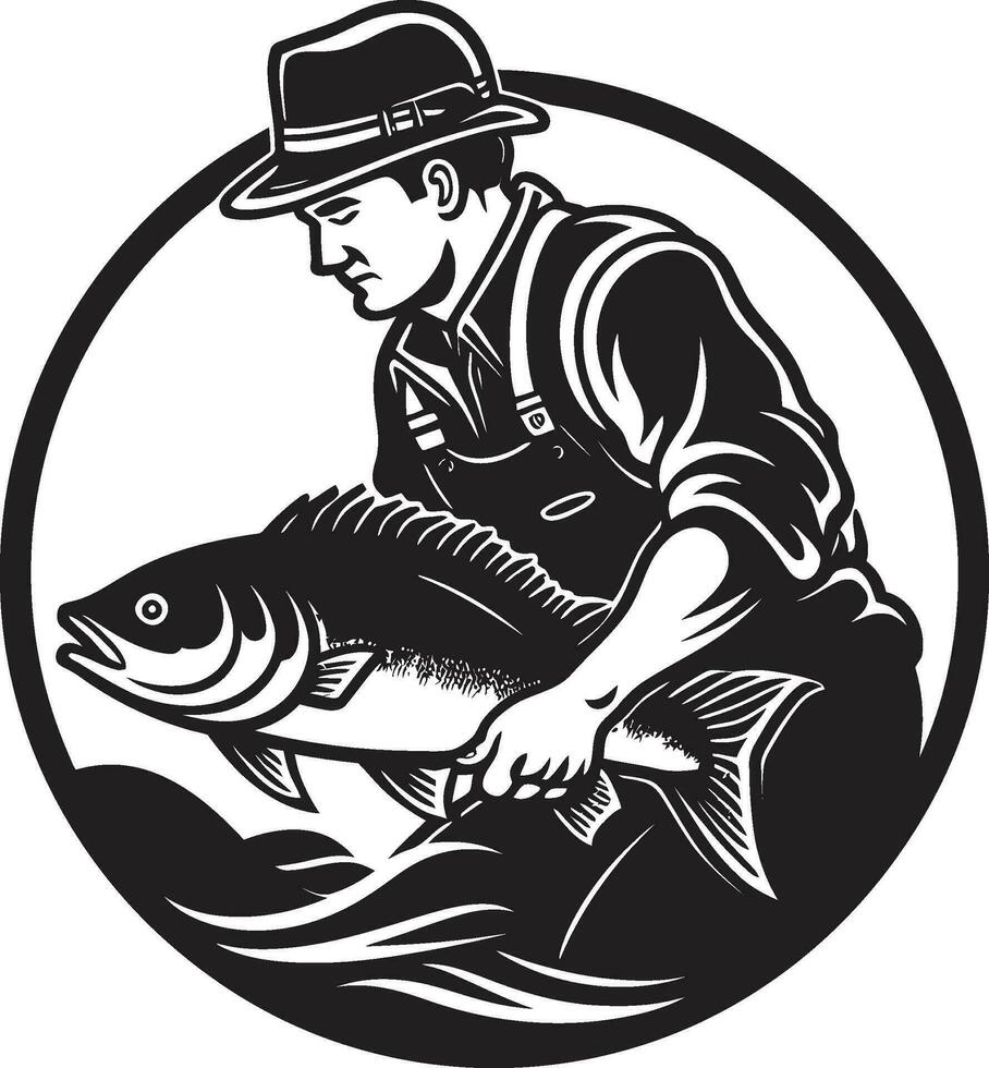 pescador logotipo com sólido cor negrito e impactante pescador logotipo com gradiente cor moderno e dinâmico vetor