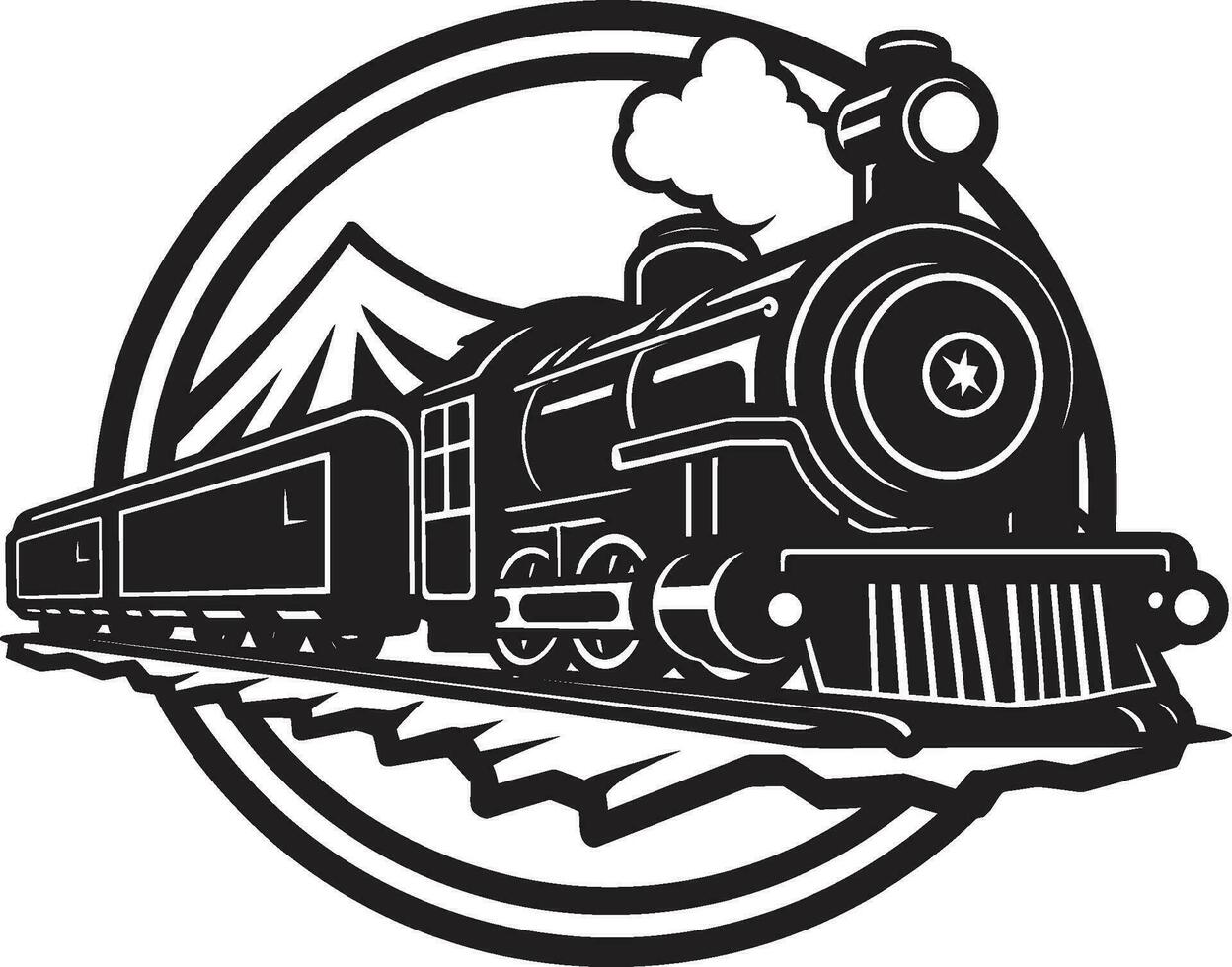 nostálgico trem faixas vetor Projeto vintage locomoção Preto ícone