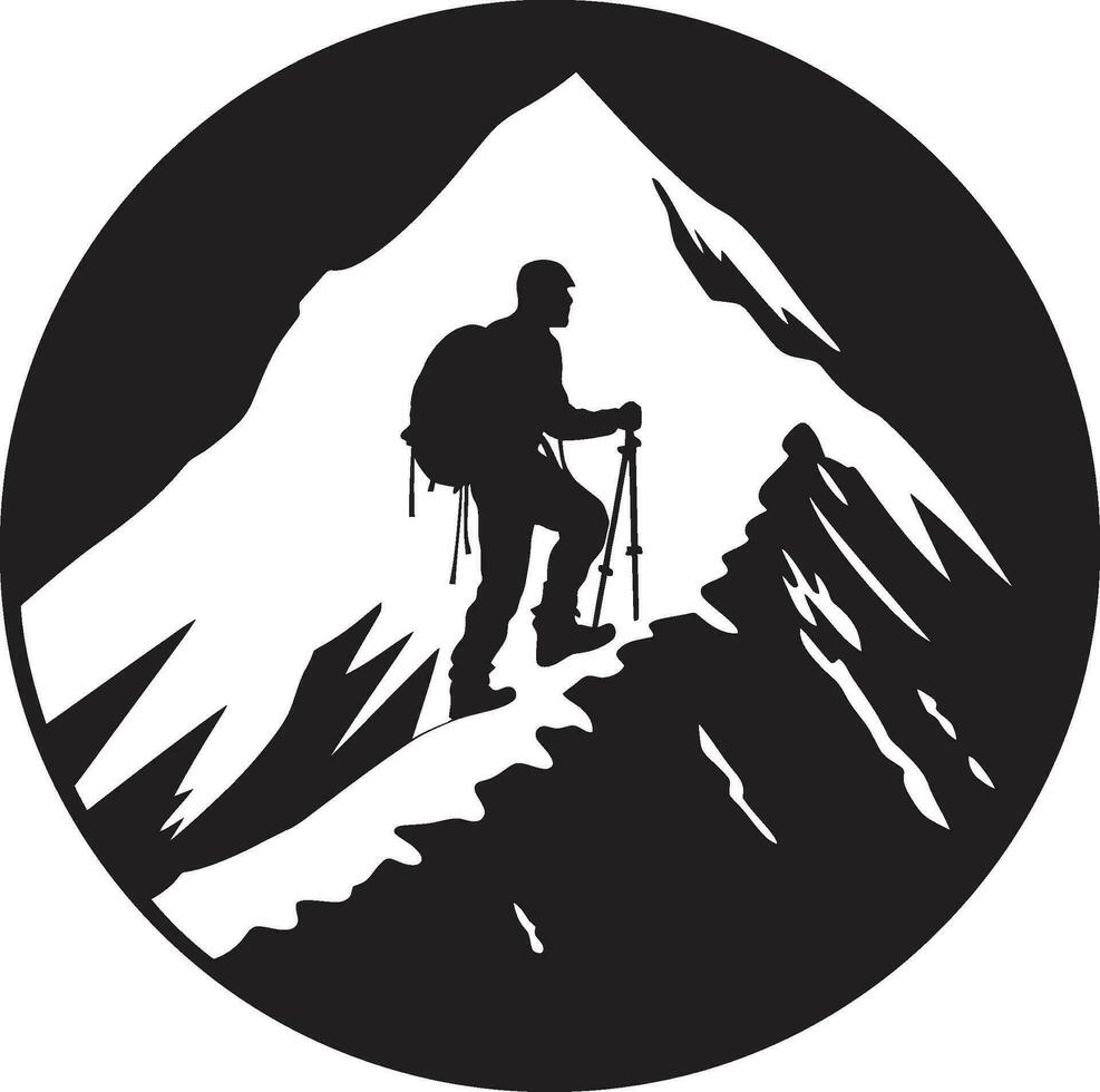 montanha alpinista perfil vetor Preto Projeto pico conquistador Preto vetor ícone