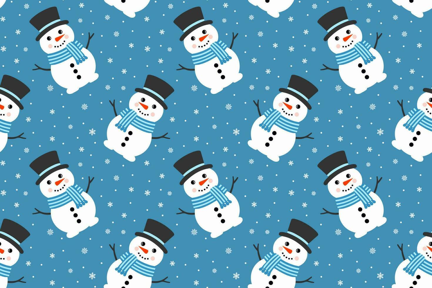 fofa vetor boneco de neve desatado padronizar. queda flocos de neve em azul fundo. Natal e Novo ano Projeto