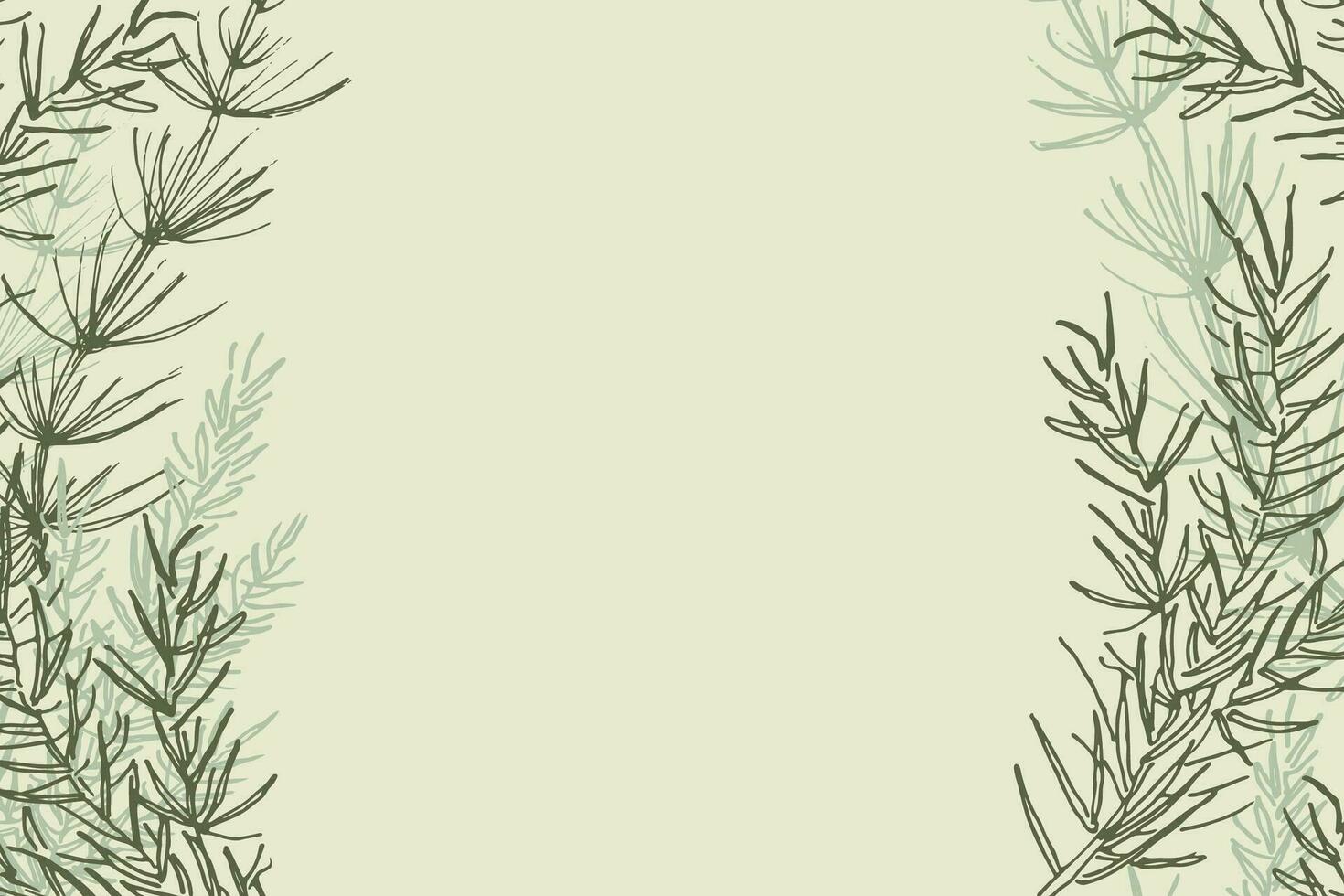 fundo com abeto galhos para texto, mão desenhado vetor ilustração boho ornamento. floral pano de fundo com plantas natural motivo para Parabéns inverno feriados, Novo ano, Natal para cartão, rede