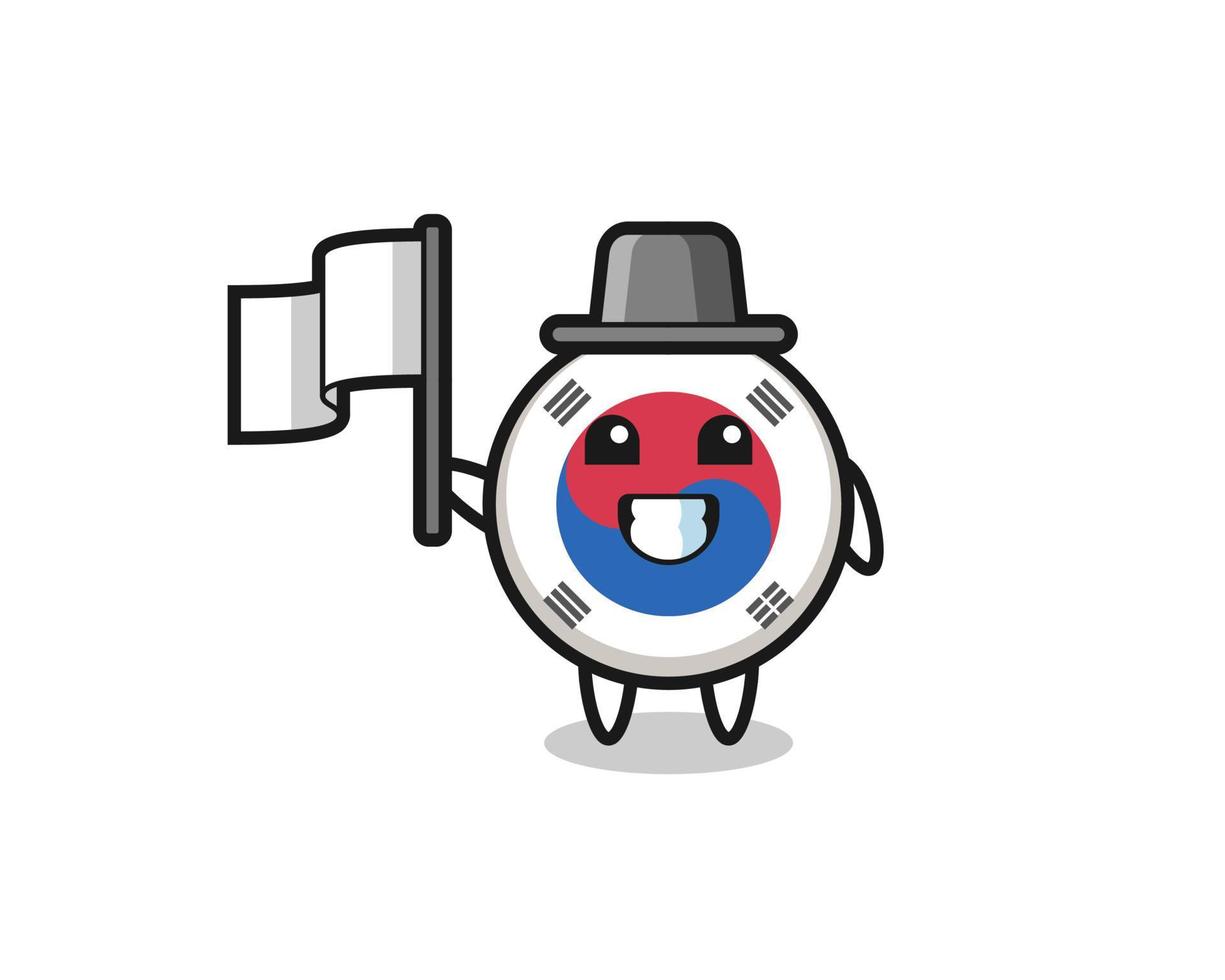 personagem de desenho animado da bandeira da Coreia do Sul segurando uma bandeira vetor