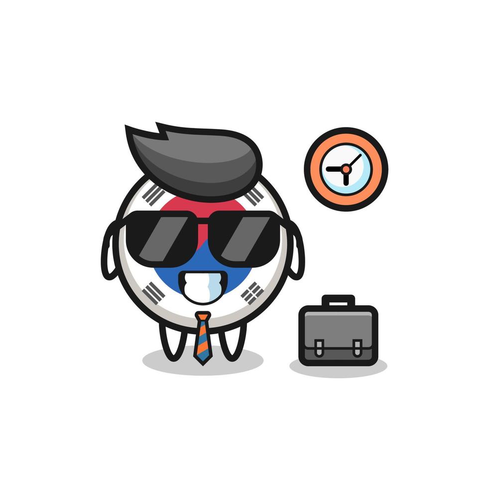 desenho animado mascote da bandeira da Coreia do Sul como empresário vetor