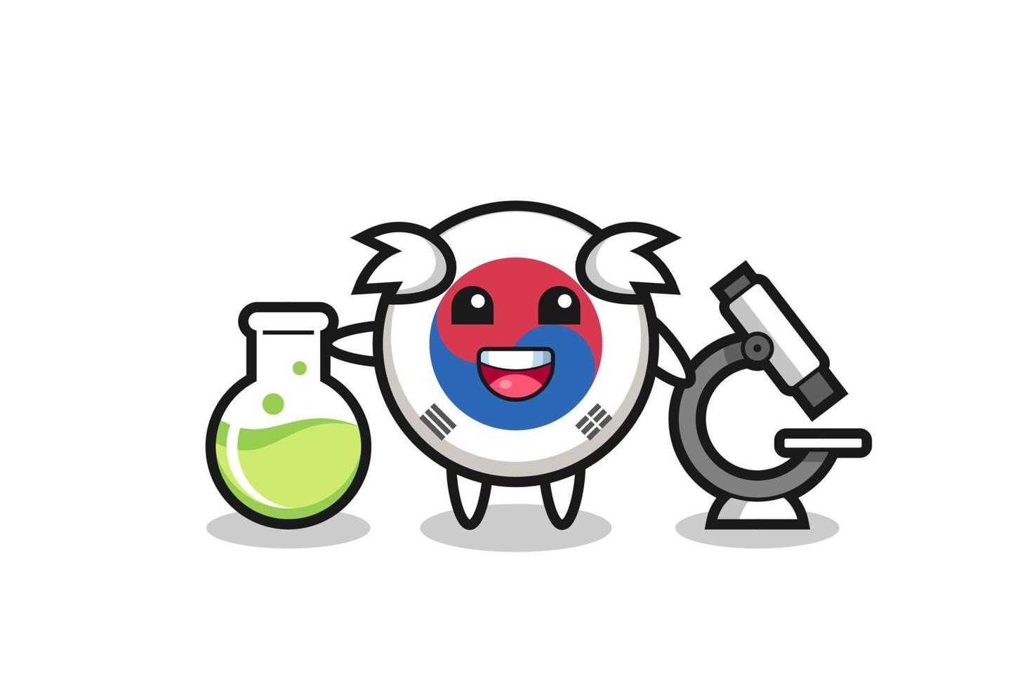 personagem mascote da bandeira da Coreia do Sul como cientista vetor