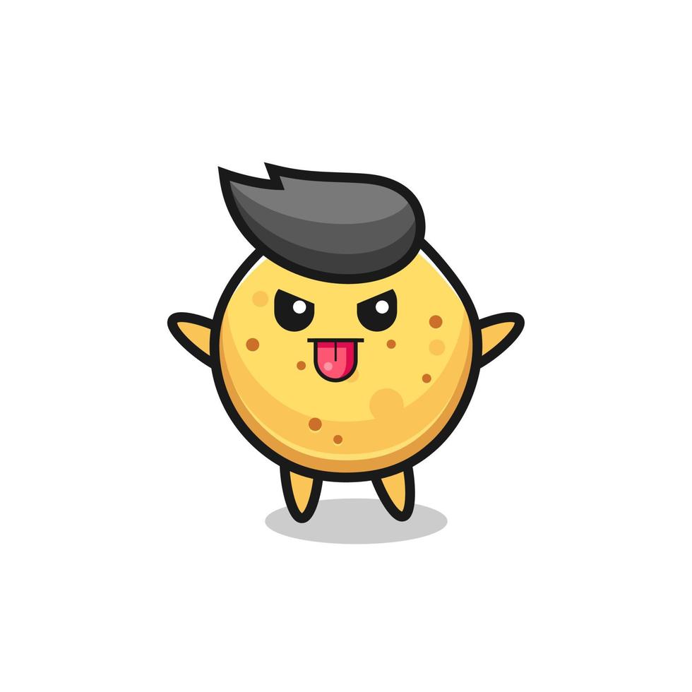 personagem de batata frita travesso em pose de zombaria vetor