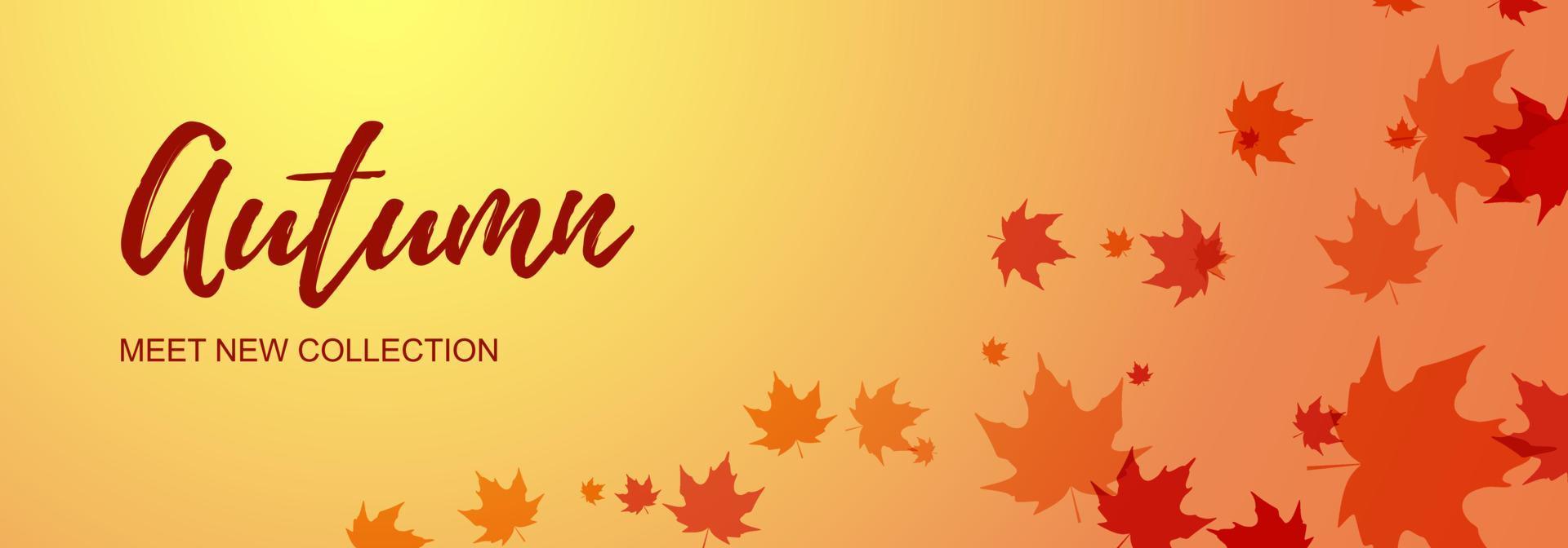 banner horizontal de outono com folhas de plátano. lugar para texto. ilustração vetorial vetor