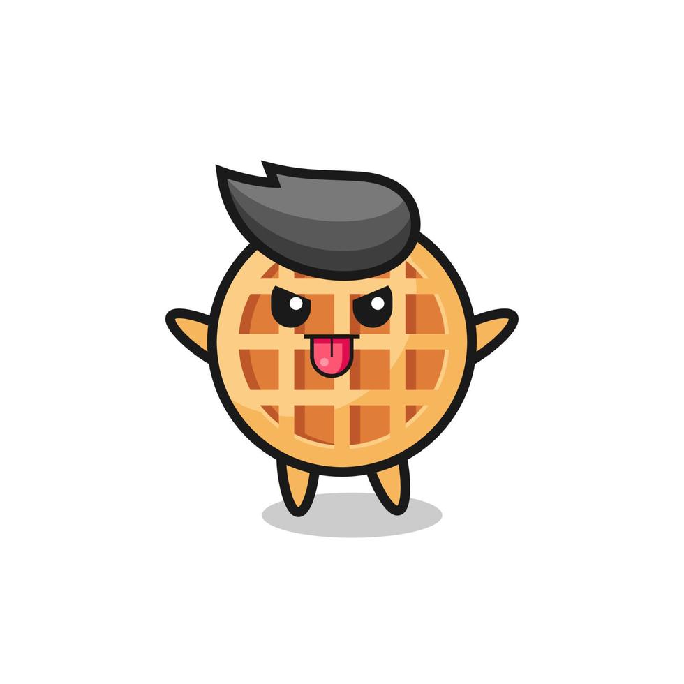 personagem de waffle de círculo travesso em pose de zombaria vetor