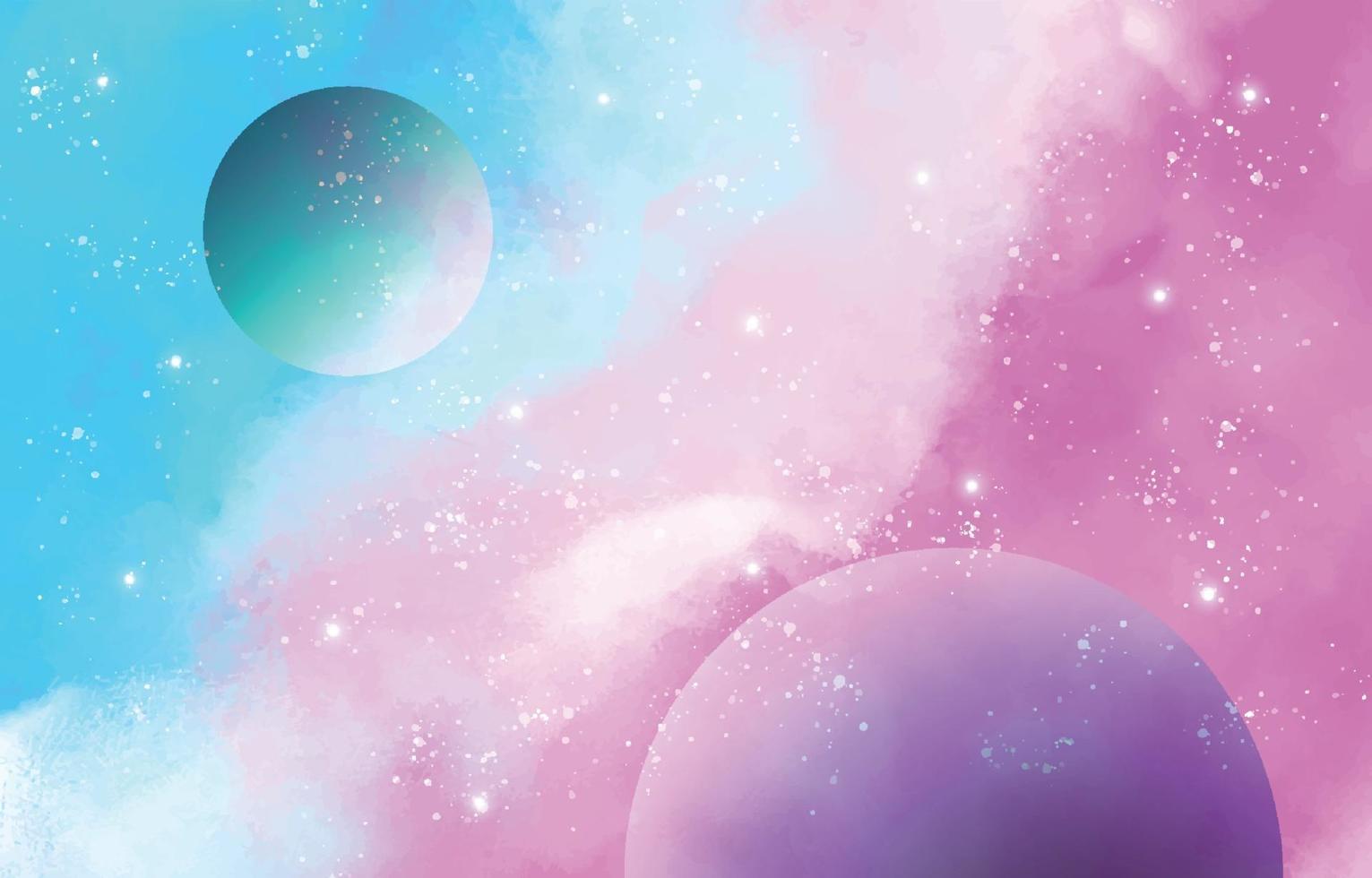 galáxia pastel aquarela vetor