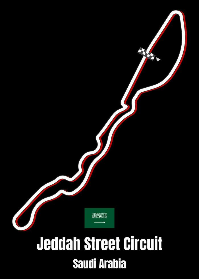 Jeddah rua o circuito, saudita arábia mapa poster vetor