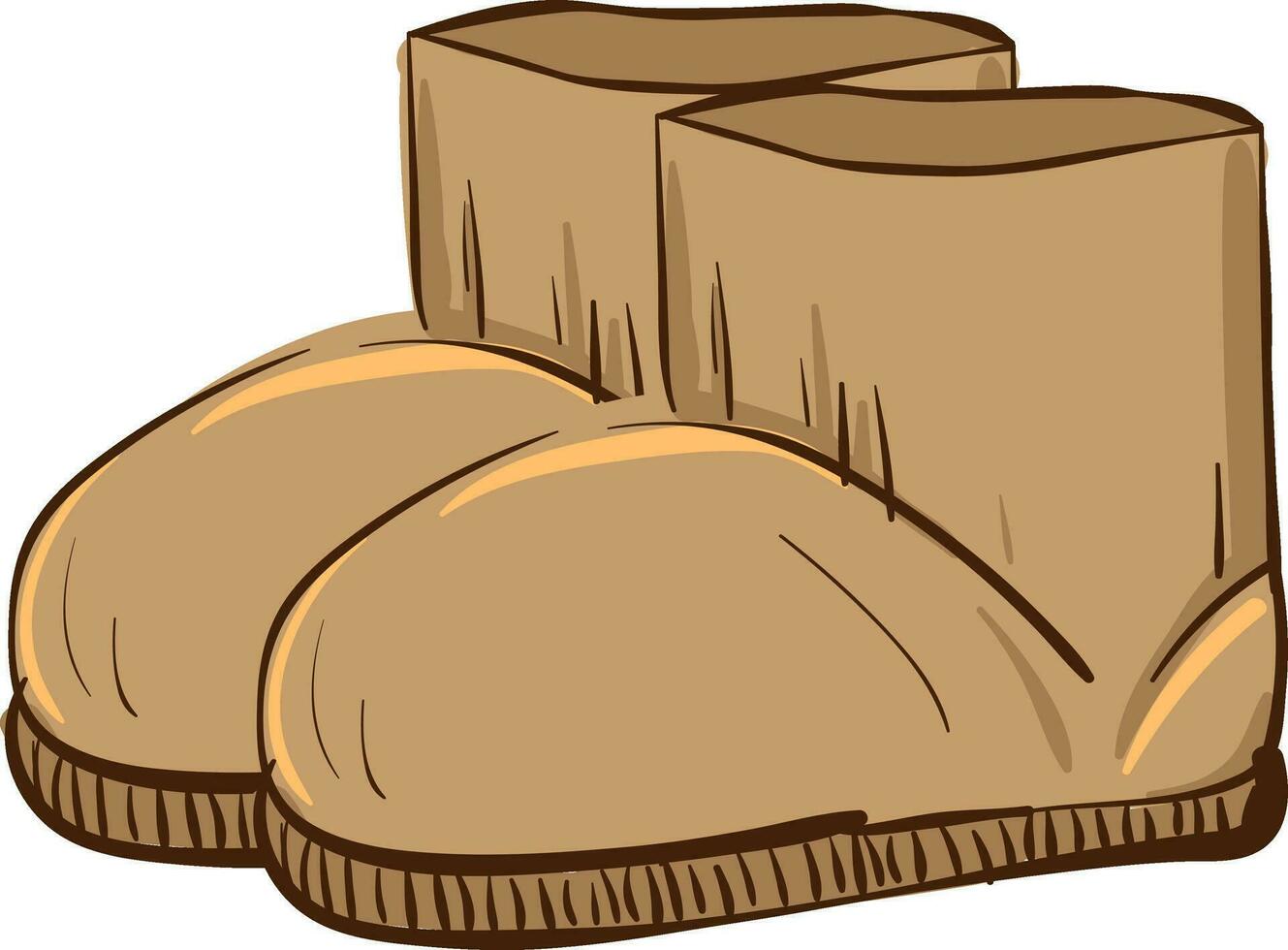 marrom desenho animado ugg inverno chuteiras vetor ou cor ilustração