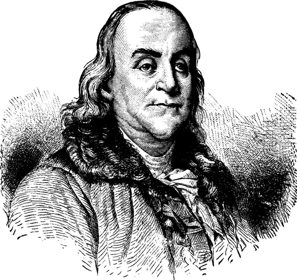 benjamin franklin, ilustração vintage vetor