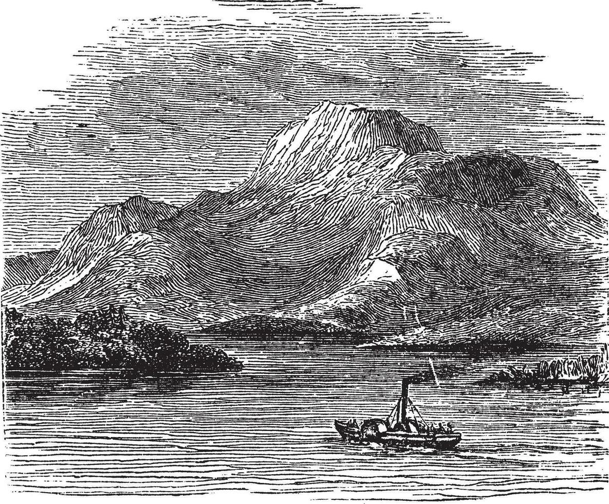 lago Lomond em terras altas fronteira culpa Escócia vintage gravação vetor