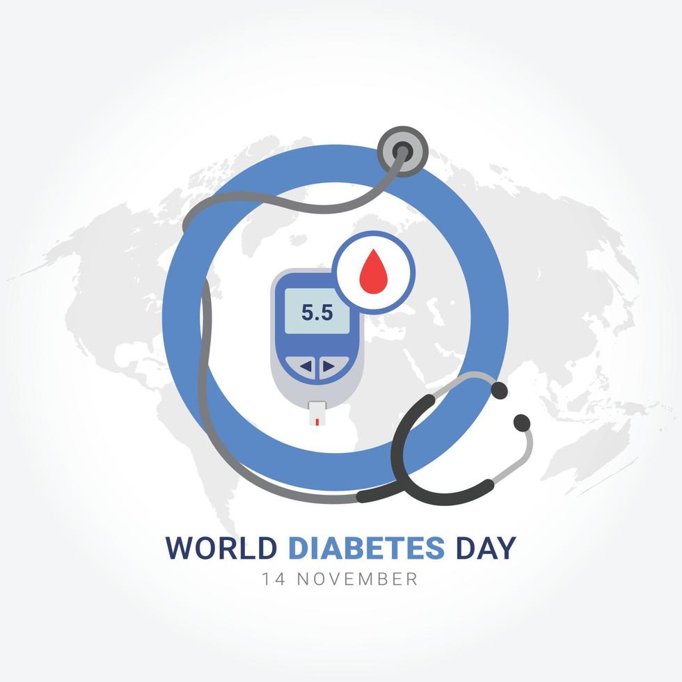 comemoração do banner do dia mundial do diabetes, 14 de novembro, mês de conscientização vetor