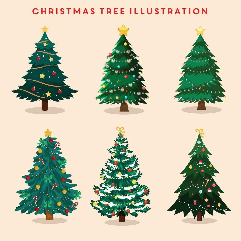 Natal árvore ilustração conjunto vetor