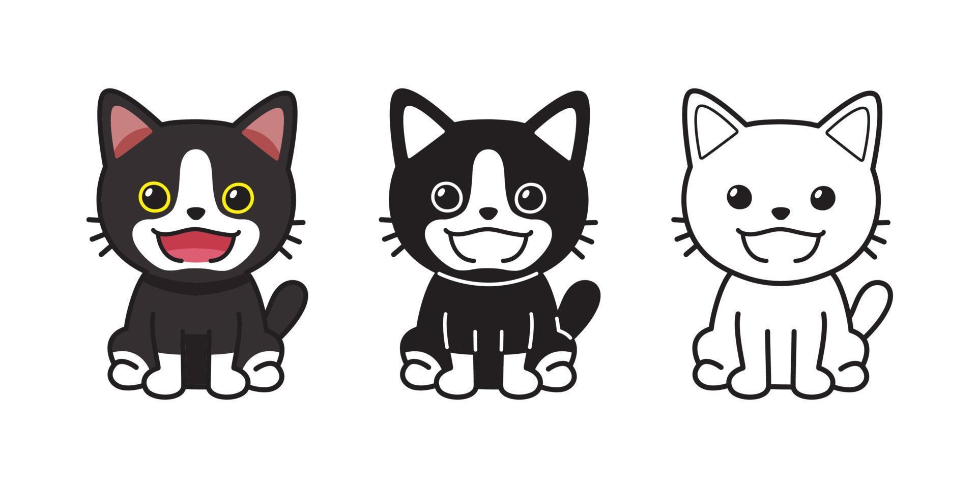conjunto de gato de desenho animado de personagem de vetor