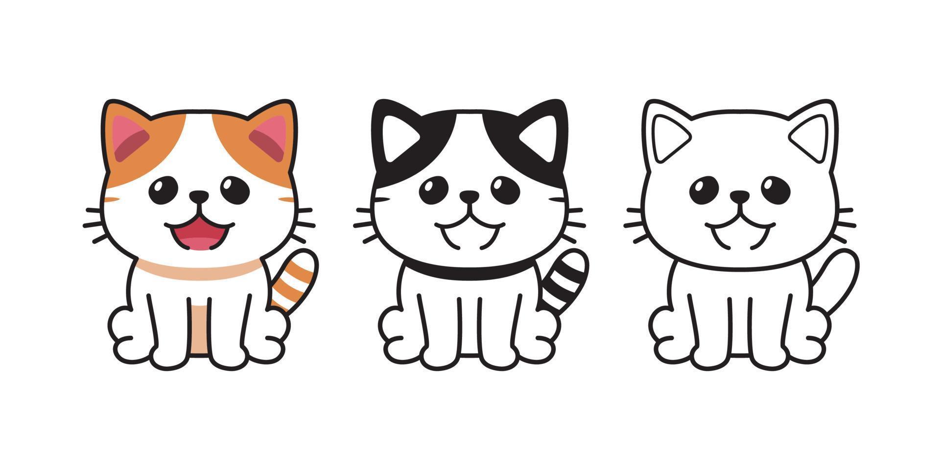 conjunto de desenho de personagem de vetor gato curto exótico fofo