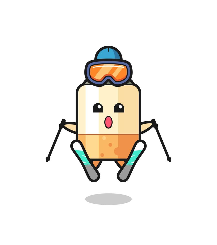 personagem mascote do cigarro como jogador de esqui vetor