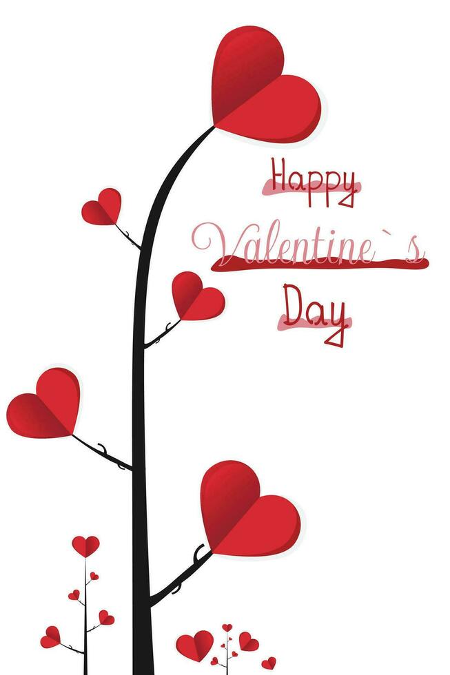 14 fevereiro, feliz namorados dia criativo amor composição do a corações, papercraft vetor
