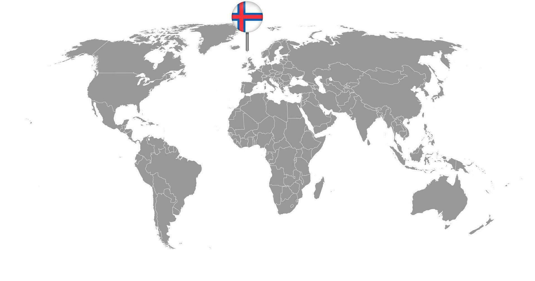 pin mapa com bandeira das Ilhas Faroé no mapa do mundo. ilustração vetorial. vetor