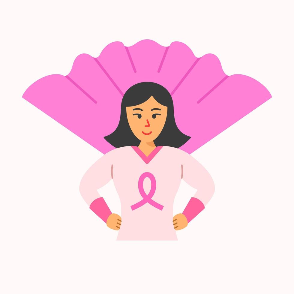 ilustração em vetor super-herói para conscientização do câncer de mama