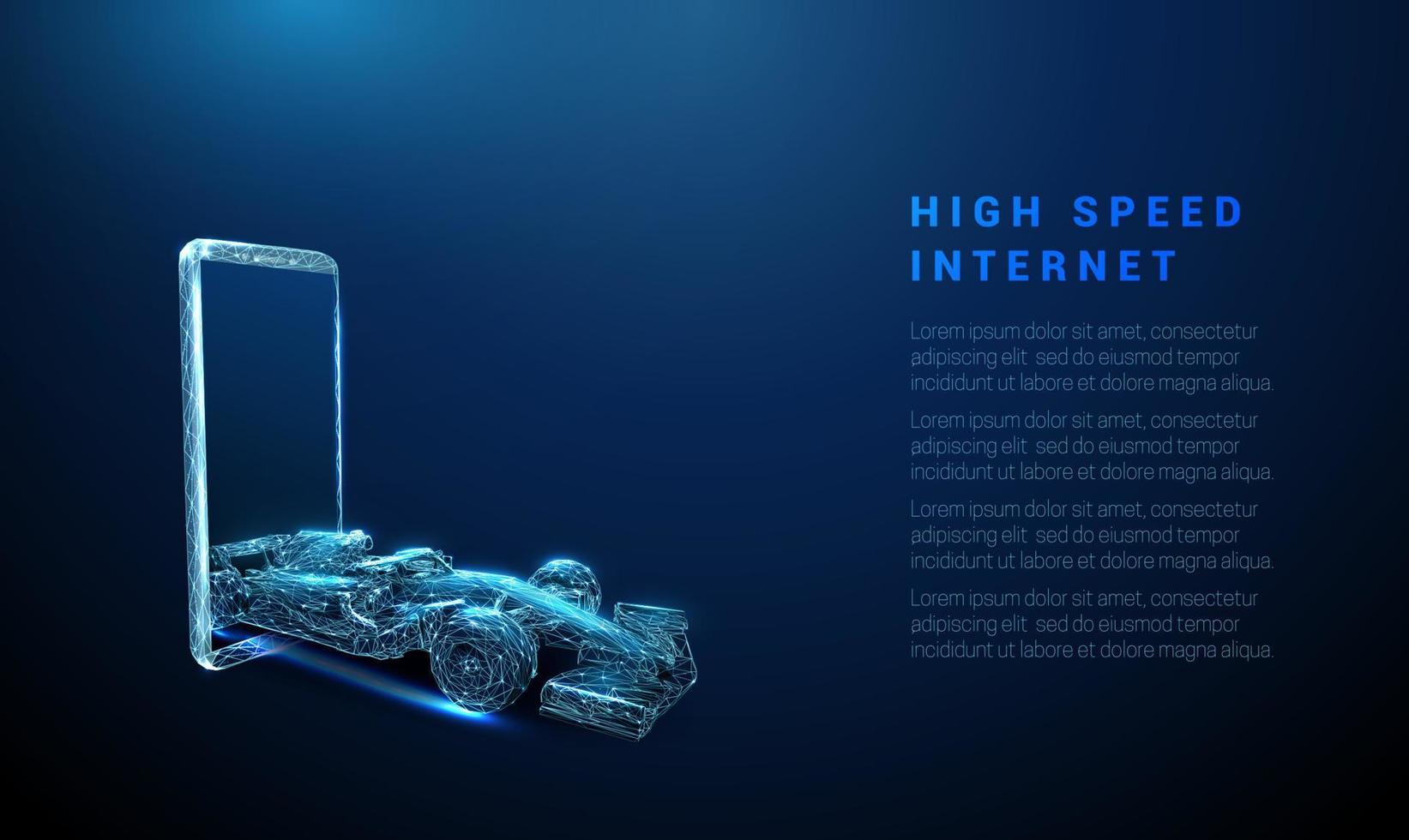 abstrato azul celular e carro de corrida em movimento de telefone inteligente. vetor