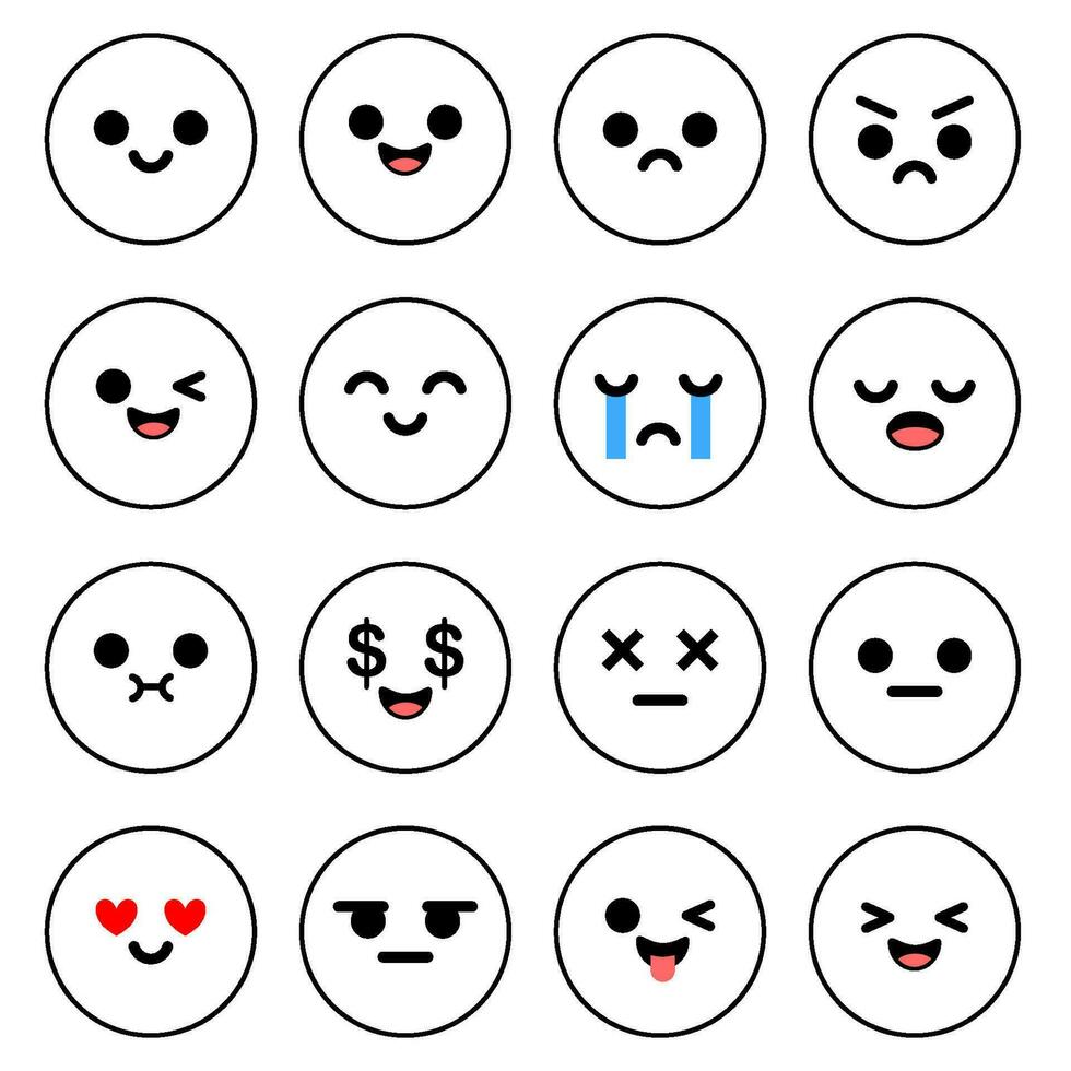 emoção emoji humor conjunto vetor ilustração e ícone, etc.