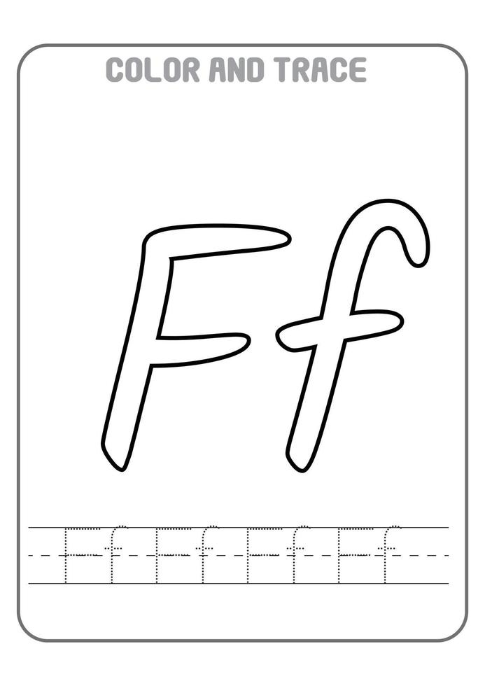 Alfabeto letras pré-escolares imprimíveis para colorir e rastrear atividades de aprendizagem precoce vetor