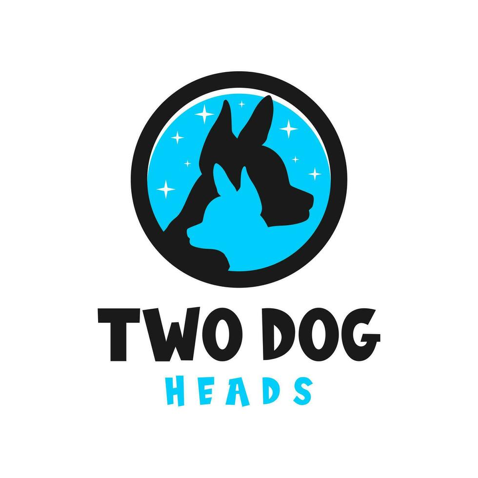 dois cachorro cabeças vetor ilustração logotipo