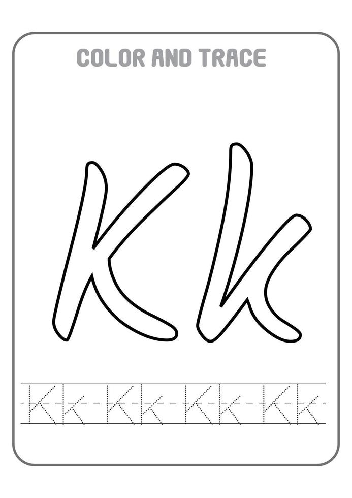 Alfabeto letras pré-escolares imprimíveis para colorir e rastrear atividades de aprendizagem precoce vetor