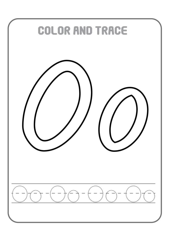 Alfabeto letras pré-escolares imprimíveis para colorir e rastrear atividades de aprendizagem precoce vetor