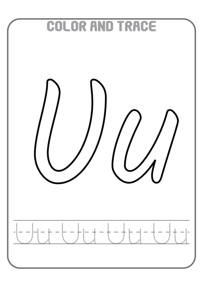 Alfabeto letras pré-escolares imprimíveis para colorir e rastrear atividades de aprendizagem precoce vetor
