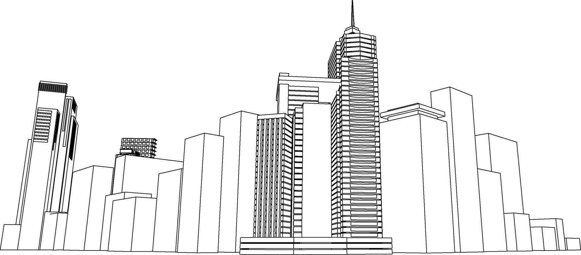 paisagem urbana, construção perspectiva, moderno construção dentro a cidade Horizonte, o negócio Centro vetor